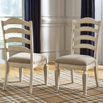 Ashley Furniture - Realyn Ladderback Side Chair - White Fabric|Wood - Chairs - Additional View 1