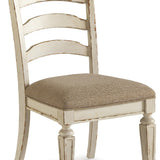 Ashley Furniture - Realyn Ladderback Side Chair - White Fabric|Wood - Chairs - Additional View 2