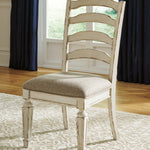 Ashley Furniture - Realyn Ladderback Side Chair - White Fabric|Wood - Chairs - Additional View 3