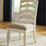 Ashley Furniture - Realyn Ladderback Side Chair - White Fabric|Wood - Chairs - Additional View 3