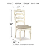 Ashley Furniture - Realyn Ladderback Side Chair - White Fabric|Wood - Chairs - Additional View 5