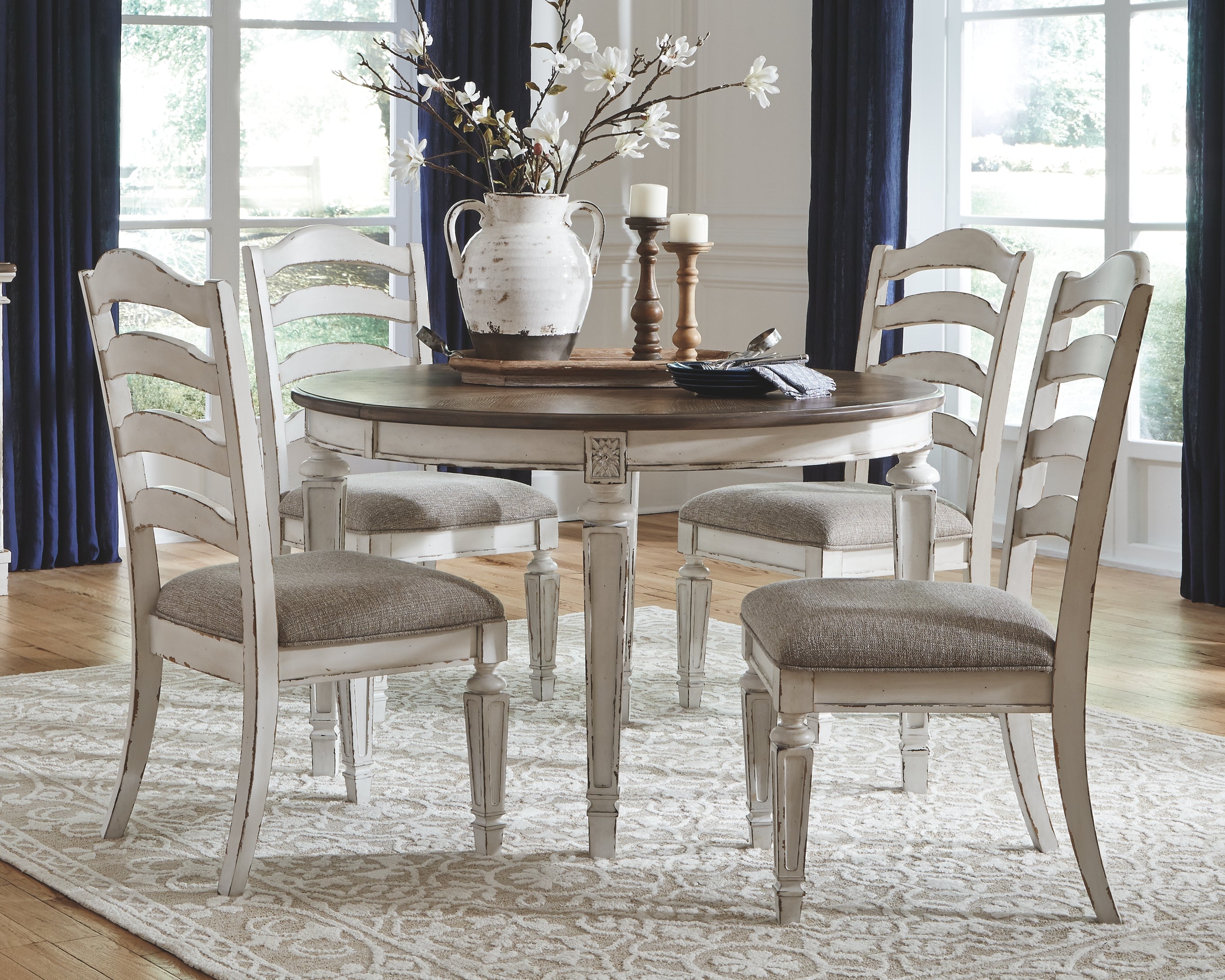 Ashley Furniture - Realyn Ladderback Side Chair - White Fabric|Wood - Chairs - Additional View 8