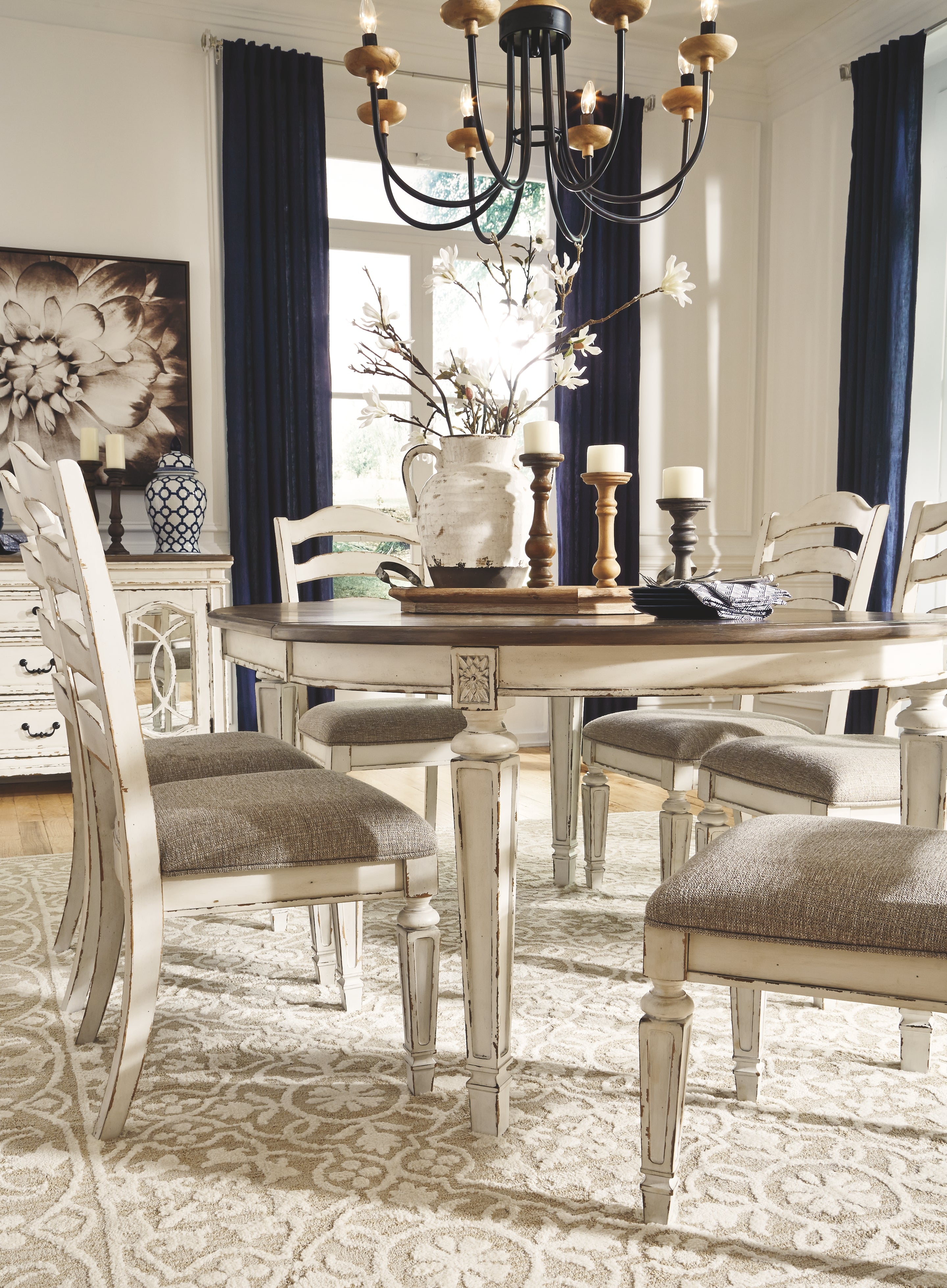 Ashley Furniture - Realyn Ladderback Side Chair - White Fabric|Wood - Chairs - Additional View 9