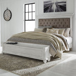 Ashley Furniture - Kanwyn Queen Storage Upholstered Bed - White Fabric|Wood - Beds