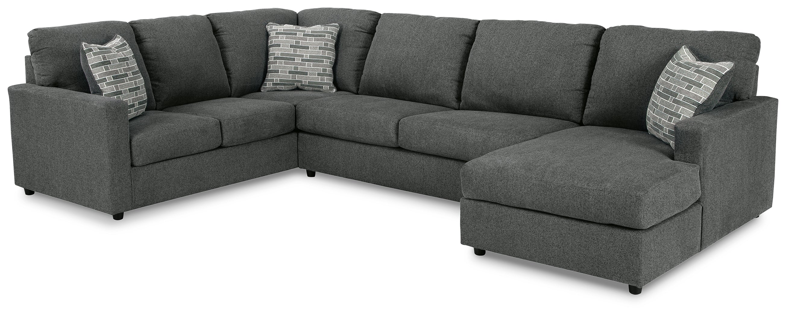Ashley Furniture - Edenfield 3 Piece Sectional - Charcoal - Dark Gray Fabric - Sectionals
