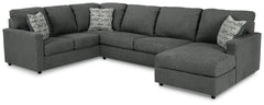 Ashley Furniture - Edenfield 3 Piece Sectional - Charcoal - Dark Gray Fabric - Sectionals