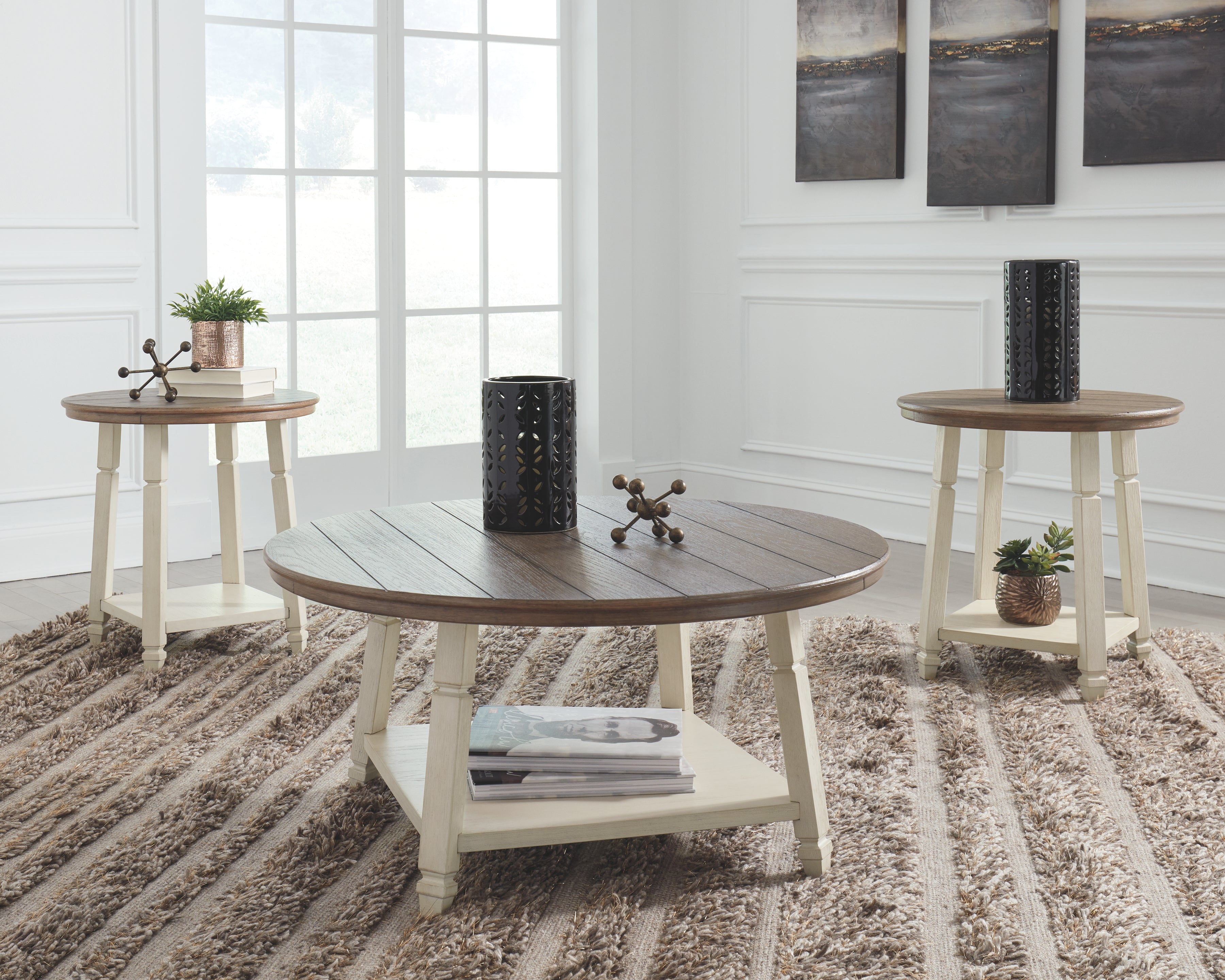 Ashley Furniture - BOLANBROOK 3 PIECE OCCASIONAL TABLE SET - White Wood - Tables - Additional View 1