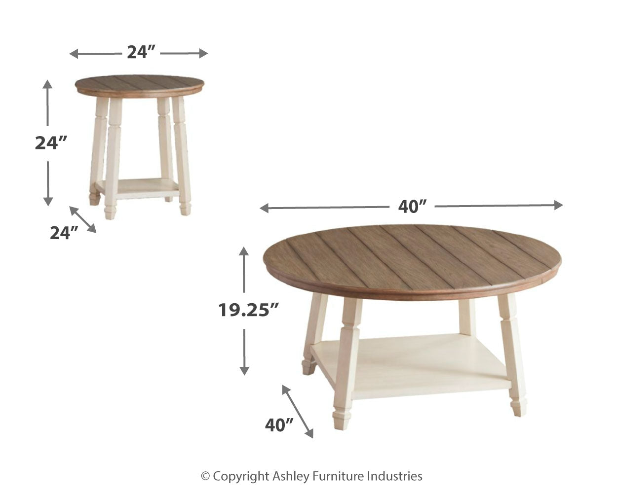 Ashley Furniture - BOLANBROOK 3 PIECE OCCASIONAL TABLE SET - White Wood - Tables - Additional View 2