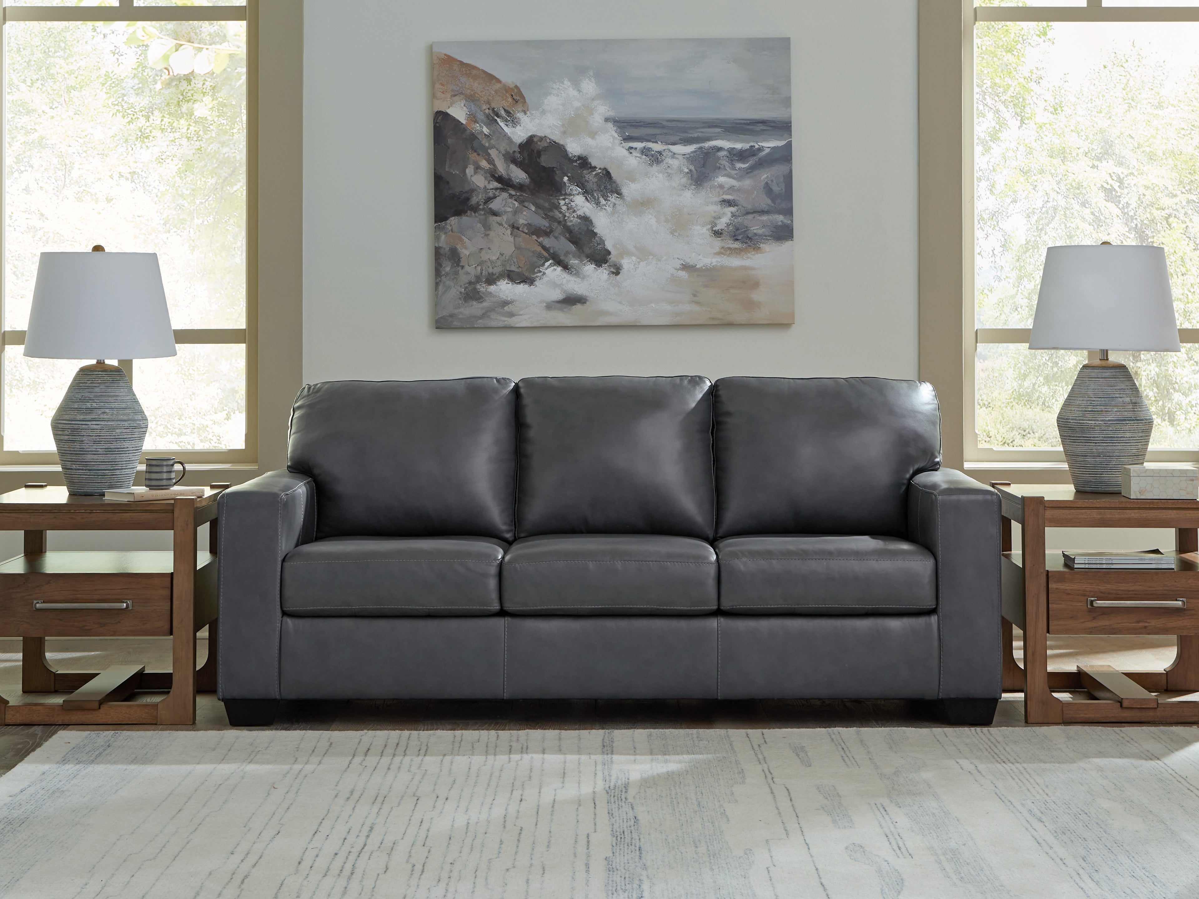 Ashley Furniture - BOLSENA ADMIRAL LEATHER SOFA - Blue Leather Match - Sofas - Additional View 1