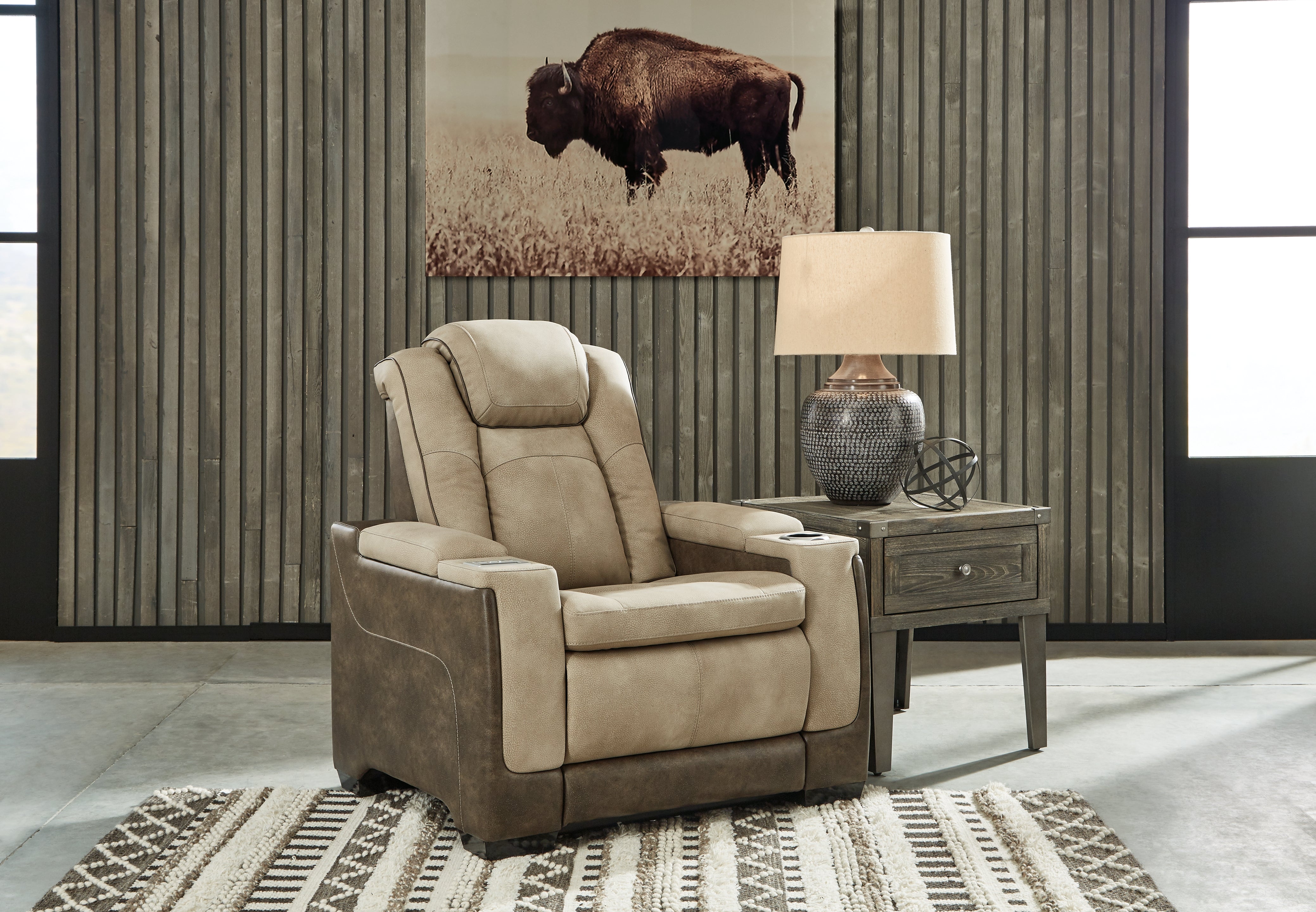Ashley Furniture - Next-Gen Power Recliner - Sand - Beige Faux Leather - Recliners - Additional View 1