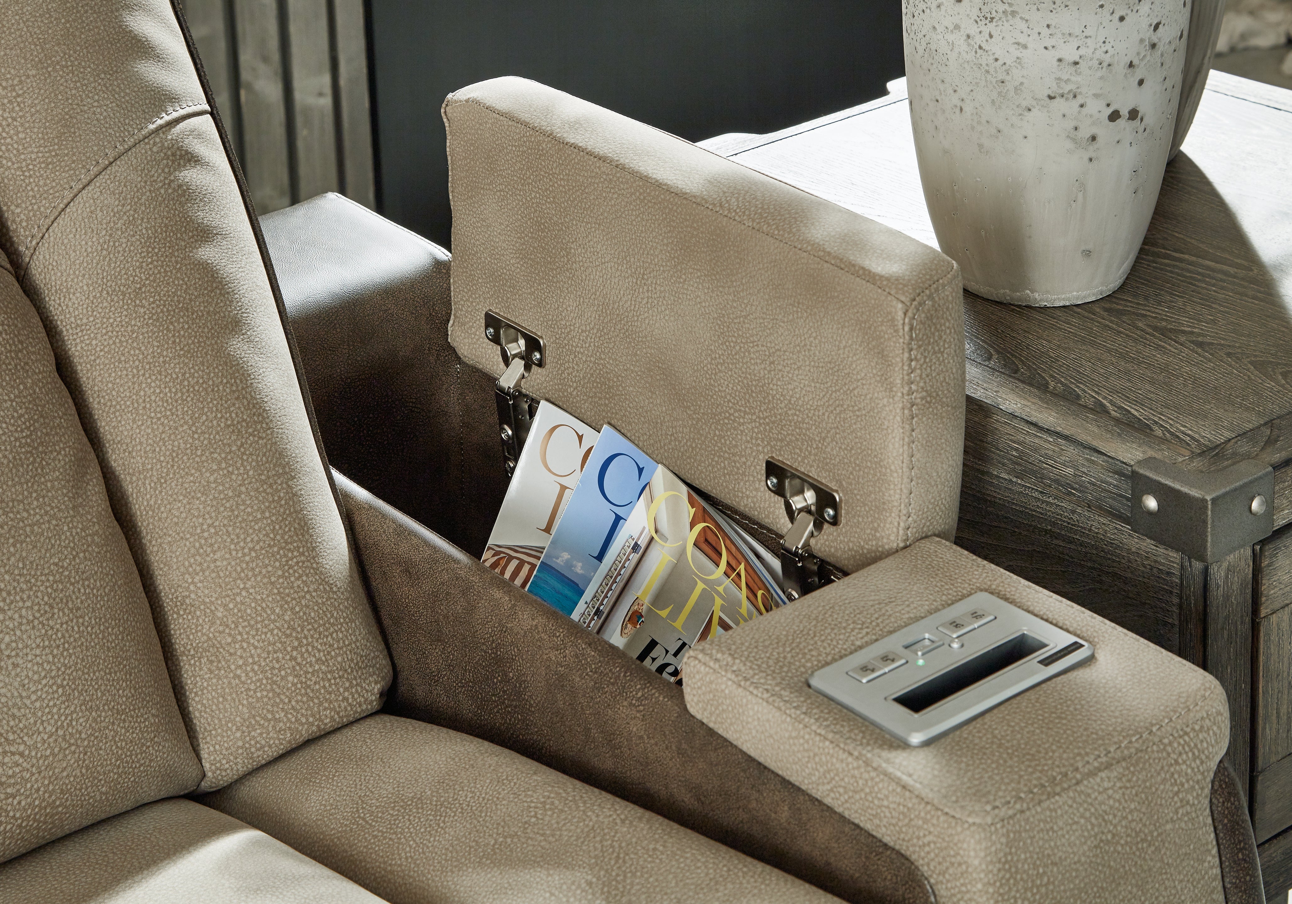Ashley Furniture - Next-Gen Power Recliner - Sand - Beige Faux Leather - Recliners - Additional View 8