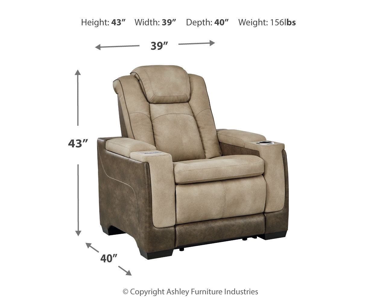 Ashley Furniture - Next-Gen Power Recliner - Sand - Beige Faux Leather - Recliners - Additional View 10