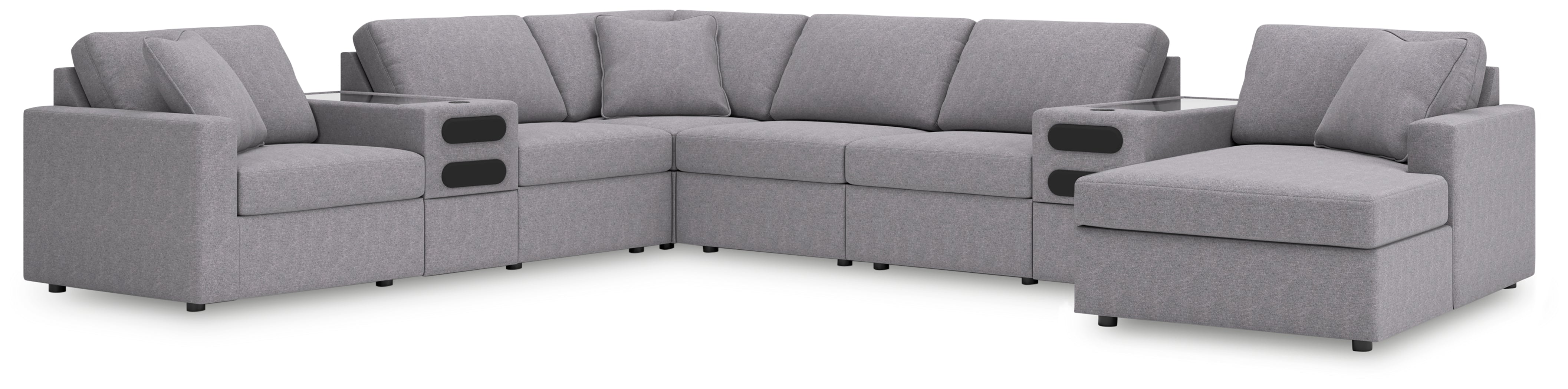 Ashley Furniture - Nexseat Granite 8 Piece Sectional With Audio System - Gray Next-Gen Nuvella - Sectionals