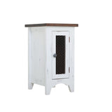 International Furniture Direct - PUEBLO WHITE CHAIRSIDE TABLE - White|Dark Brown Wood - Tables