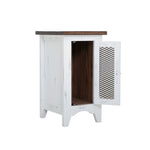 International Furniture Direct - PUEBLO WHITE CHAIRSIDE TABLE - White|Dark Brown Wood - Tables - Additional View 1