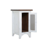 International Furniture Direct - PUEBLO WHITE CHAIRSIDE TABLE - White|Dark Brown Wood - Tables - Additional View 1