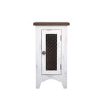 International Furniture Direct - PUEBLO WHITE CHAIRSIDE TABLE - White|Dark Brown Wood - Tables - Additional View 2