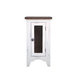 International Furniture Direct - PUEBLO WHITE CHAIRSIDE TABLE - White|Dark Brown Wood - Tables - Additional View 2