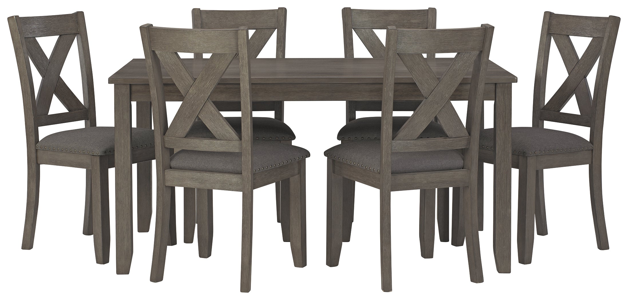 Ashley Furniture - CAITBROOK 7PC DINING SET - Gray Fabric|Wood - Dining Room Sets - Additional View 2