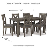 Ashley Furniture - CAITBROOK 7PC DINING SET - Gray Fabric|Wood - Dining Room Sets - Additional View 3