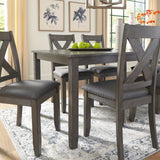 Ashley Furniture - CAITBROOK 7PC DINING SET - Gray Fabric|Wood - Dining Room Sets - Additional View 4