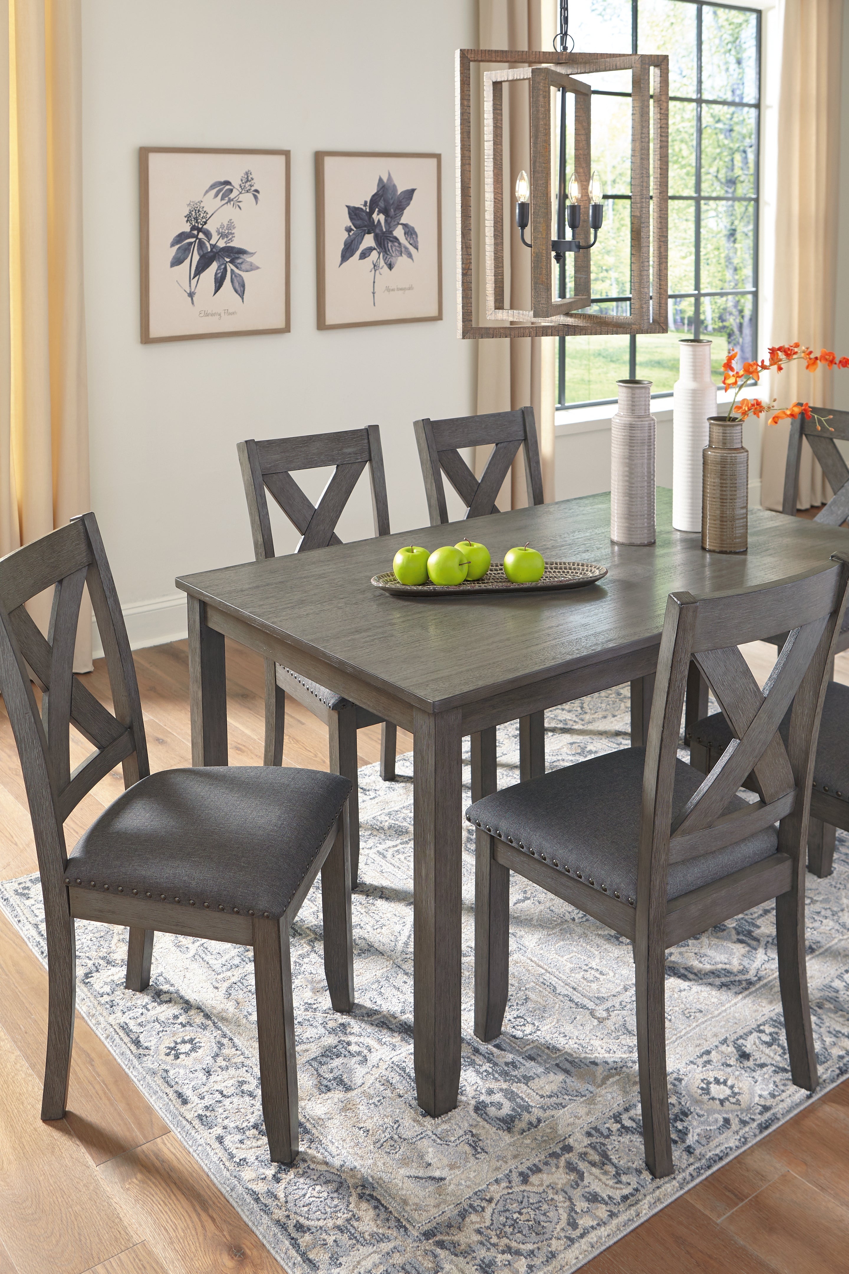 Ashley Furniture - CAITBROOK 7PC DINING SET - Gray Fabric|Wood - Dining Room Sets - Additional View 5