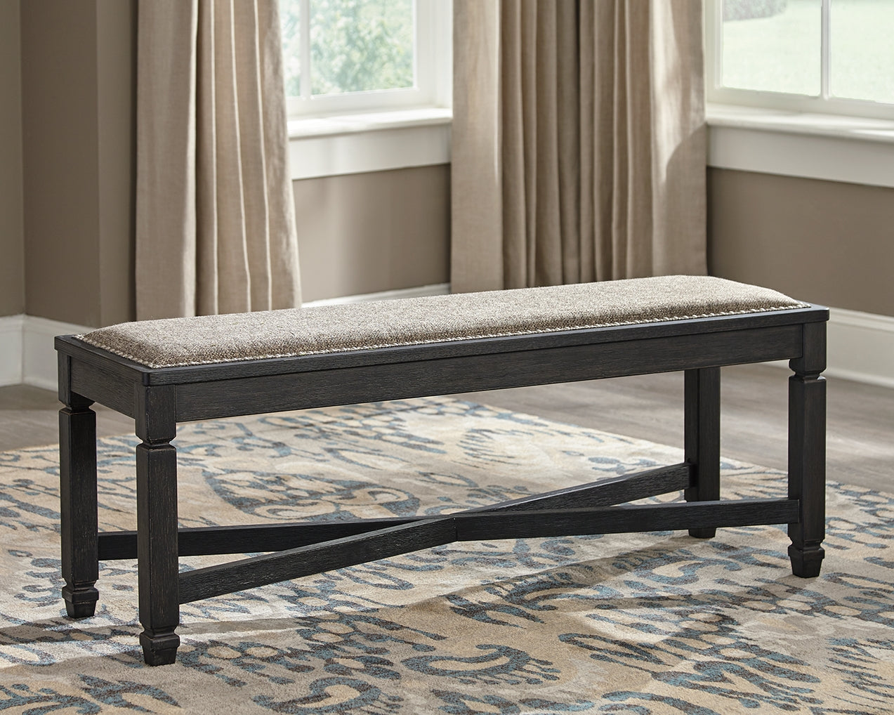 Ashley Furniture - Tyler Creek Upholstered Bench - Beige Fabric|Wood - Benches - Additional View 1
