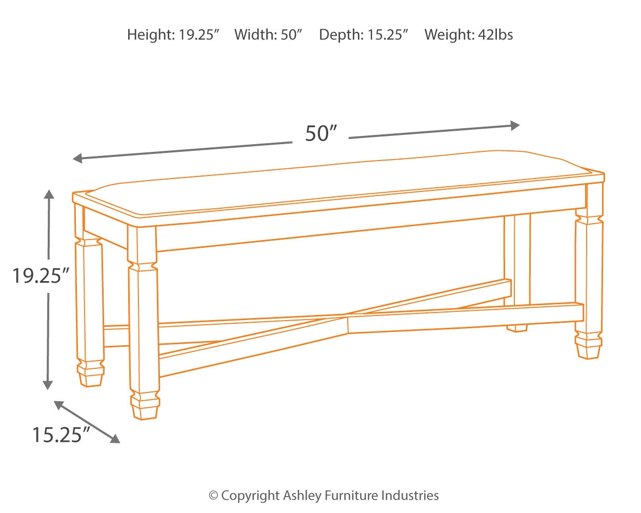 Ashley Furniture - Tyler Creek Upholstered Bench - Beige Fabric|Wood - Benches - Additional View 2