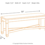 Ashley Furniture - Tyler Creek Upholstered Bench - Beige Fabric|Wood - Benches - Additional View 2
