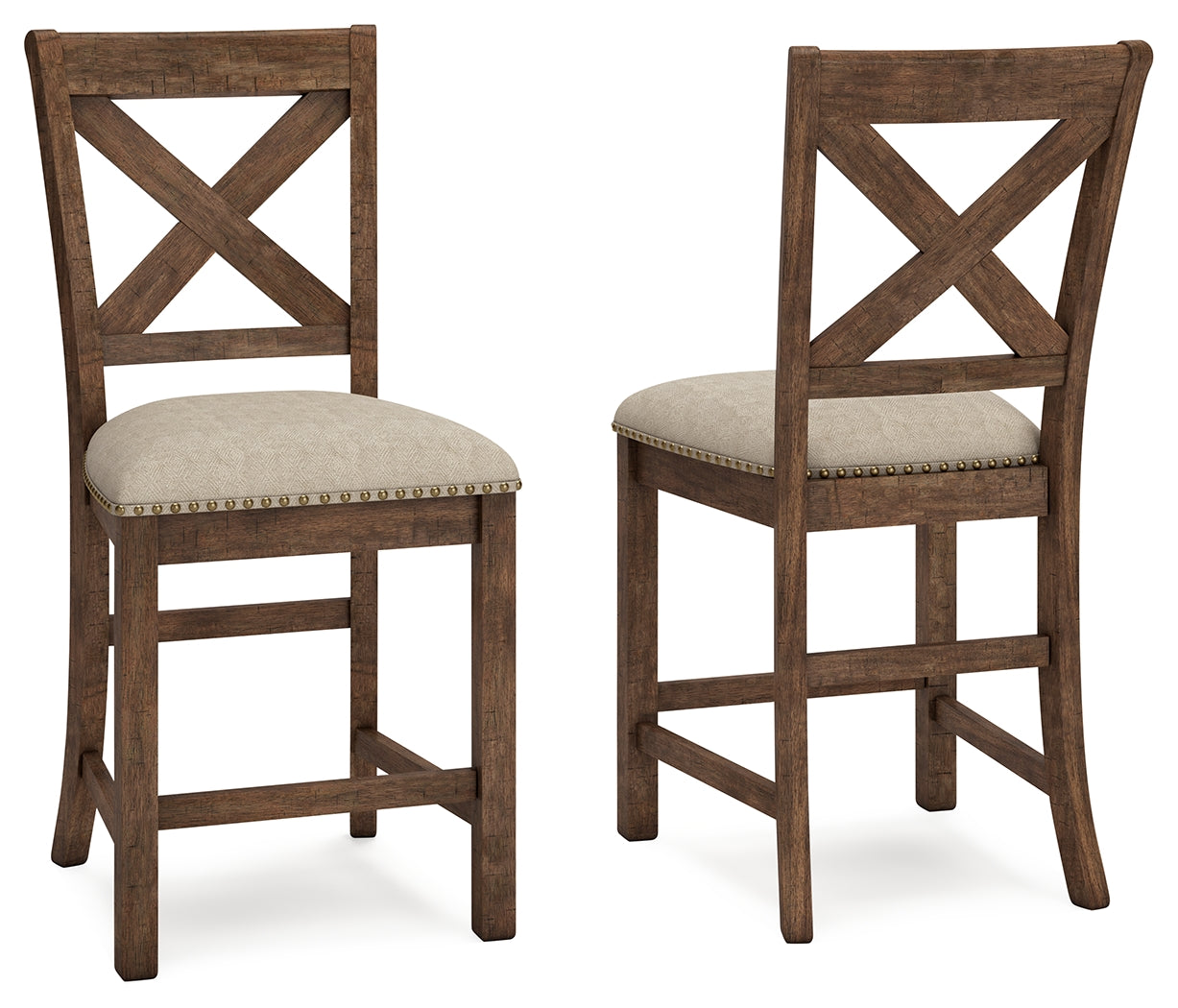 Ashley Furniture - MORIVILLE 24" BARSTOOL - Beige Fabric|Wood - Stools