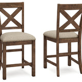 Ashley Furniture - MORIVILLE 24" BARSTOOL - Beige Fabric|Wood - Stools