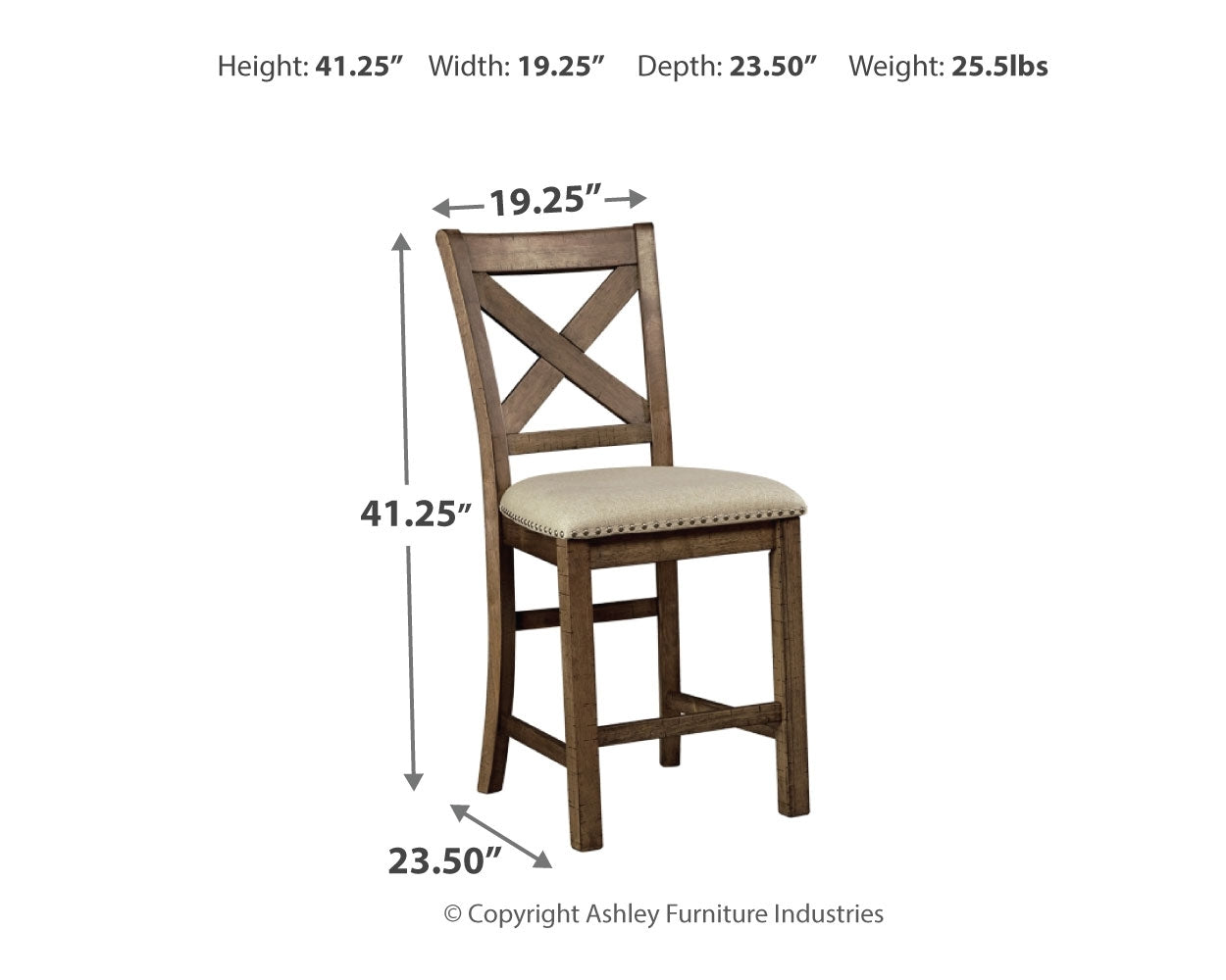 Ashley Furniture - MORIVILLE 24" BARSTOOL - Beige Fabric|Wood - Stools - Additional View 4