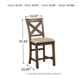 Ashley Furniture - MORIVILLE 24" BARSTOOL - Beige Fabric|Wood - Stools - Additional View 4