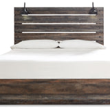 Ashley Furniture - Drystan King Panel Bed With Lights - Brown - Beige Wood - Beds - Additional View 2