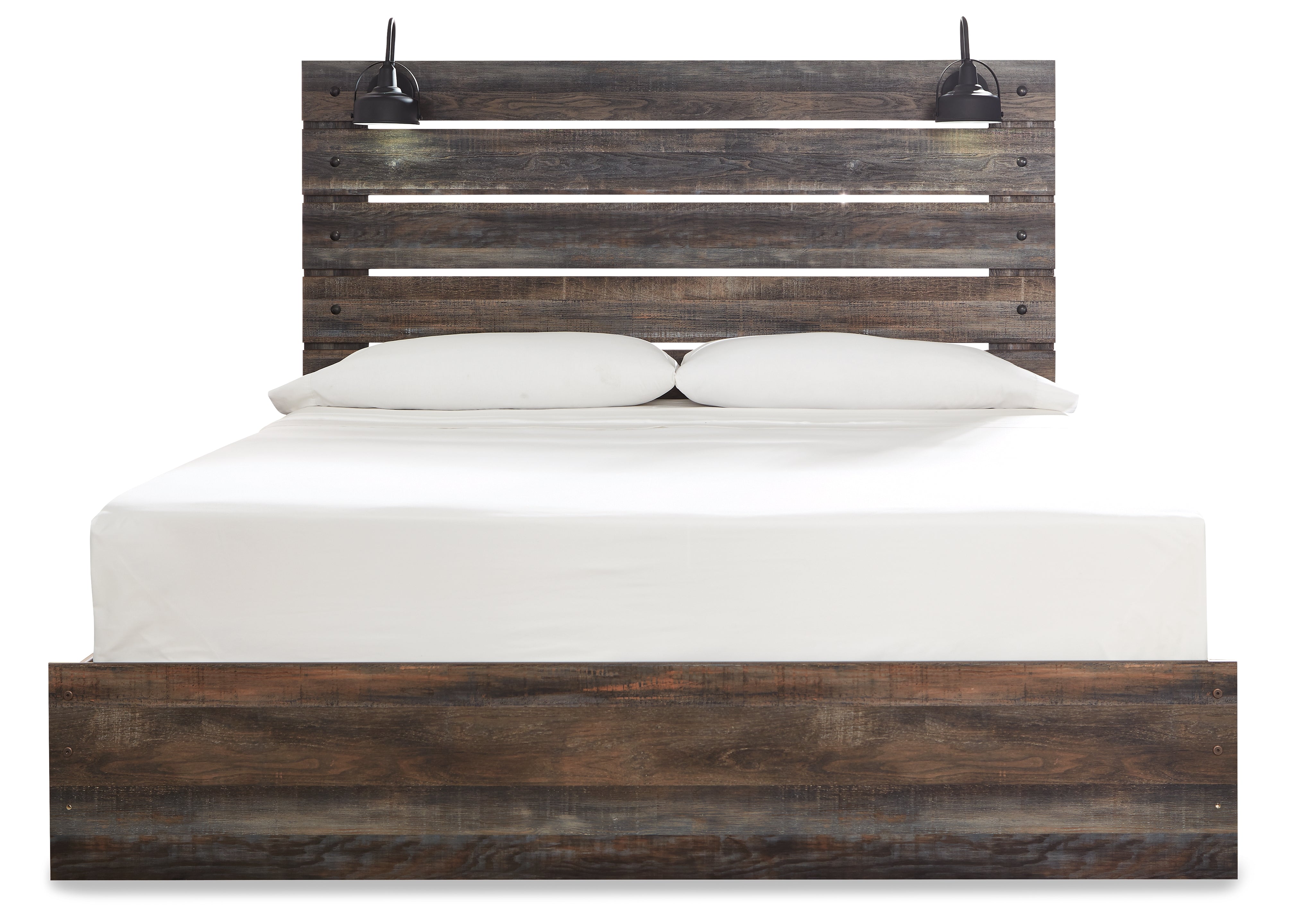 Ashley Furniture - Drystan King Panel Bed With Lights - Brown - Beige Wood - Beds - Additional View 2