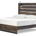 Ashley Furniture - Drystan King Panel Bed With Lights - Brown - Beige Wood - Beds