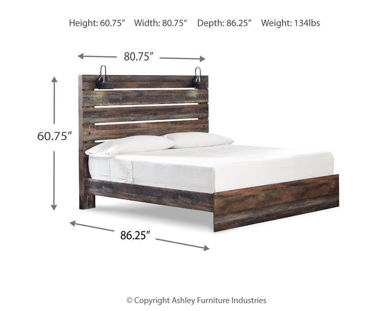 Ashley Furniture - Drystan King Panel Bed With Lights - Brown - Beige Wood - Beds - Additional View 4