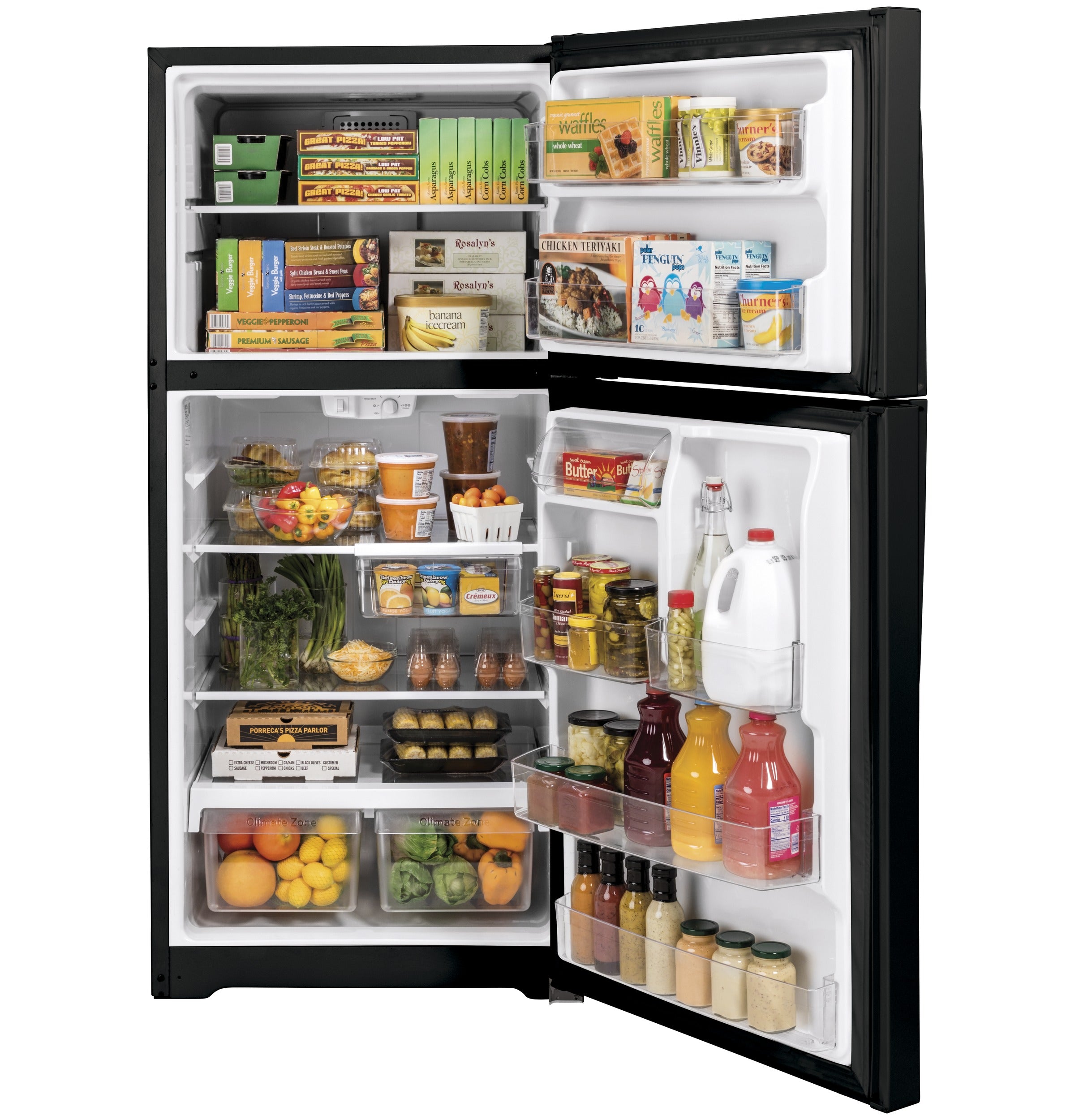 GE BLACK 21.9CU TOP FREEZER REFRIGERATOR - Refrigerators - Additional View 1