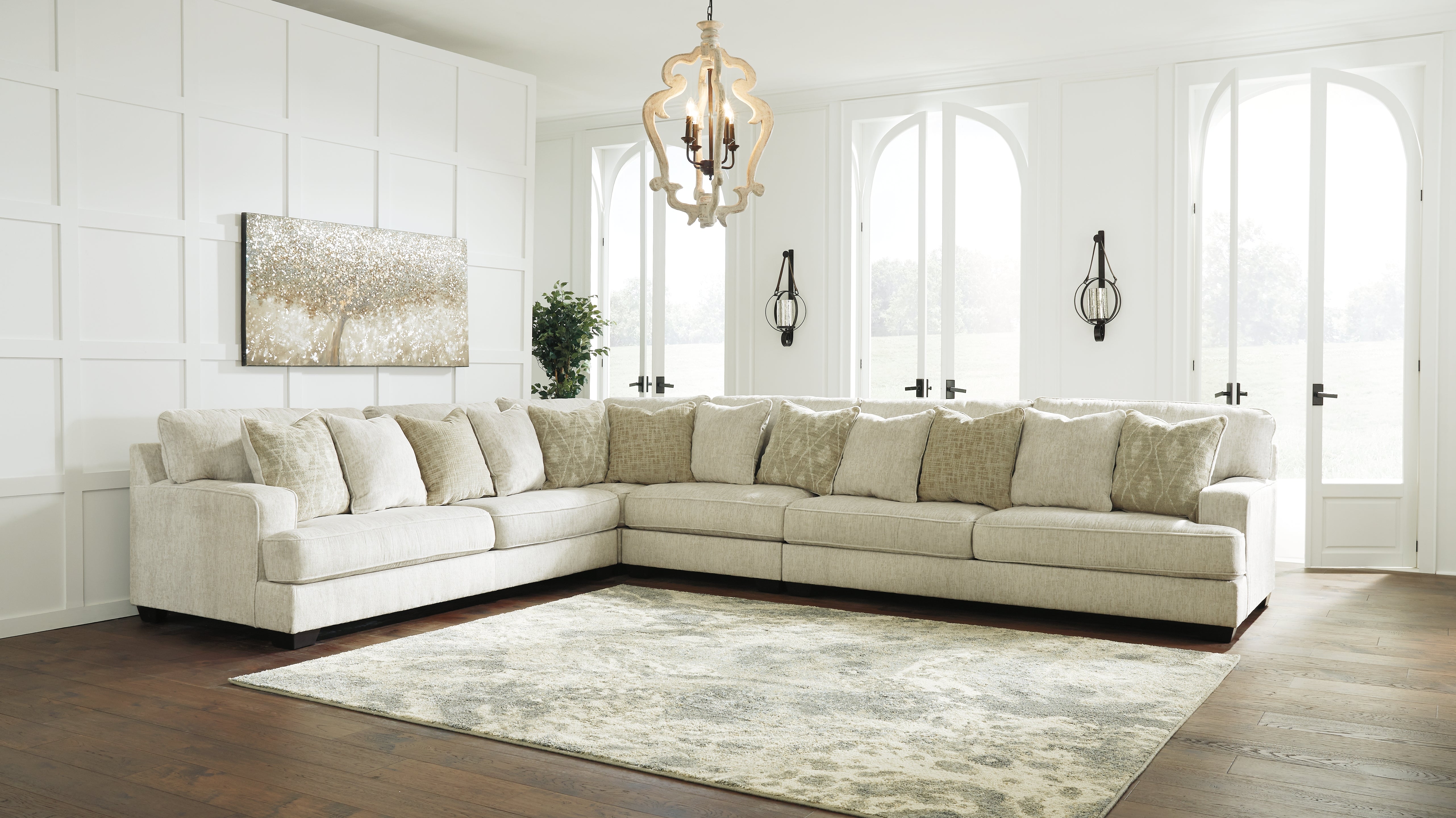 Ashley Furniture - Rawcliffe Parchment 4 Piece Sectional - Beige Fabric - Sectionals - Additional View 3