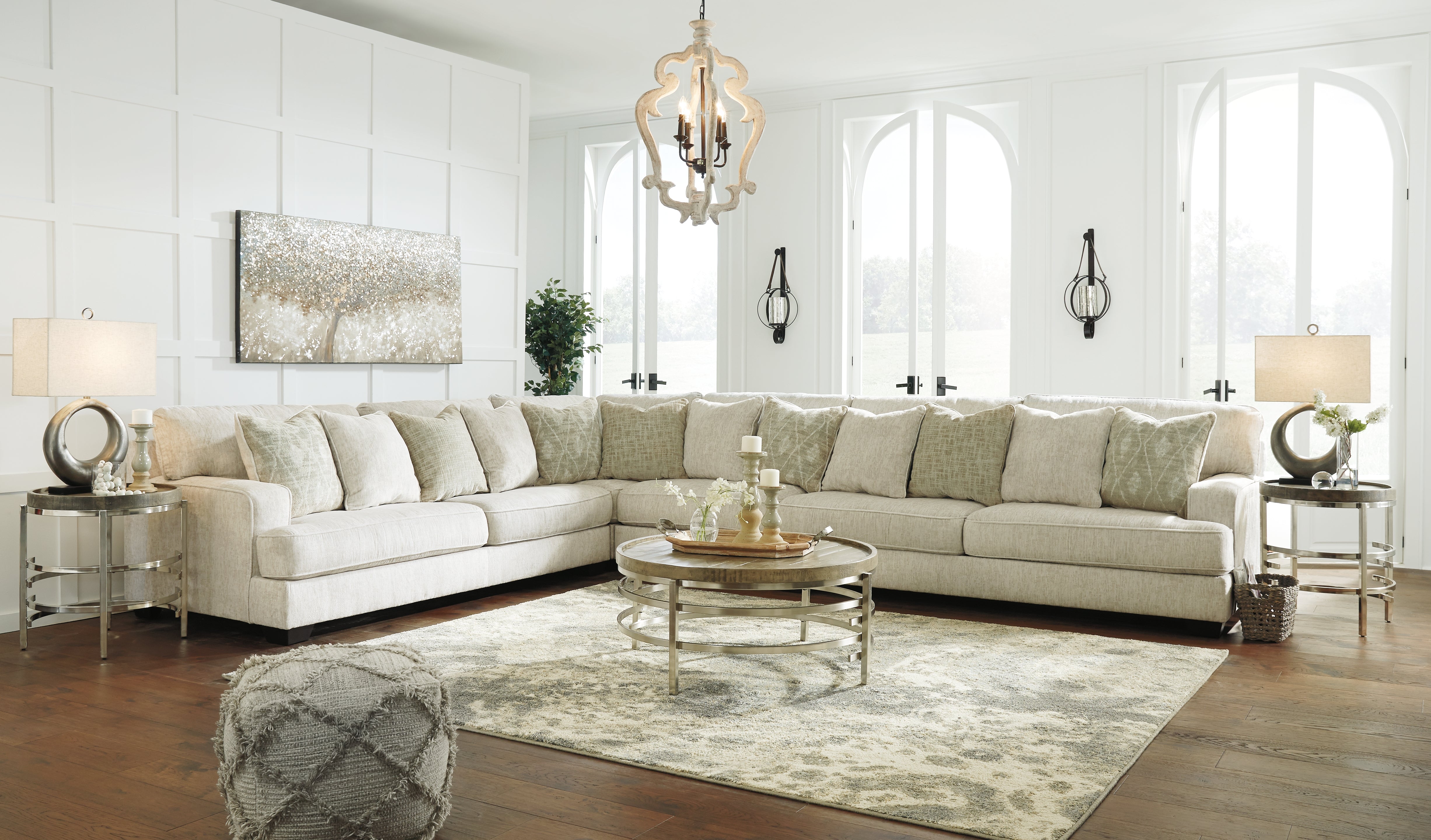 Ashley Furniture - Rawcliffe Parchment 4 Piece Sectional - Beige Fabric - Sectionals - Additional View 4