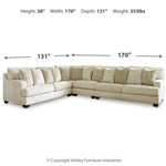 Ashley Furniture - Rawcliffe Parchment 4 Piece Sectional - Beige Fabric - Sectionals - Additional View 5