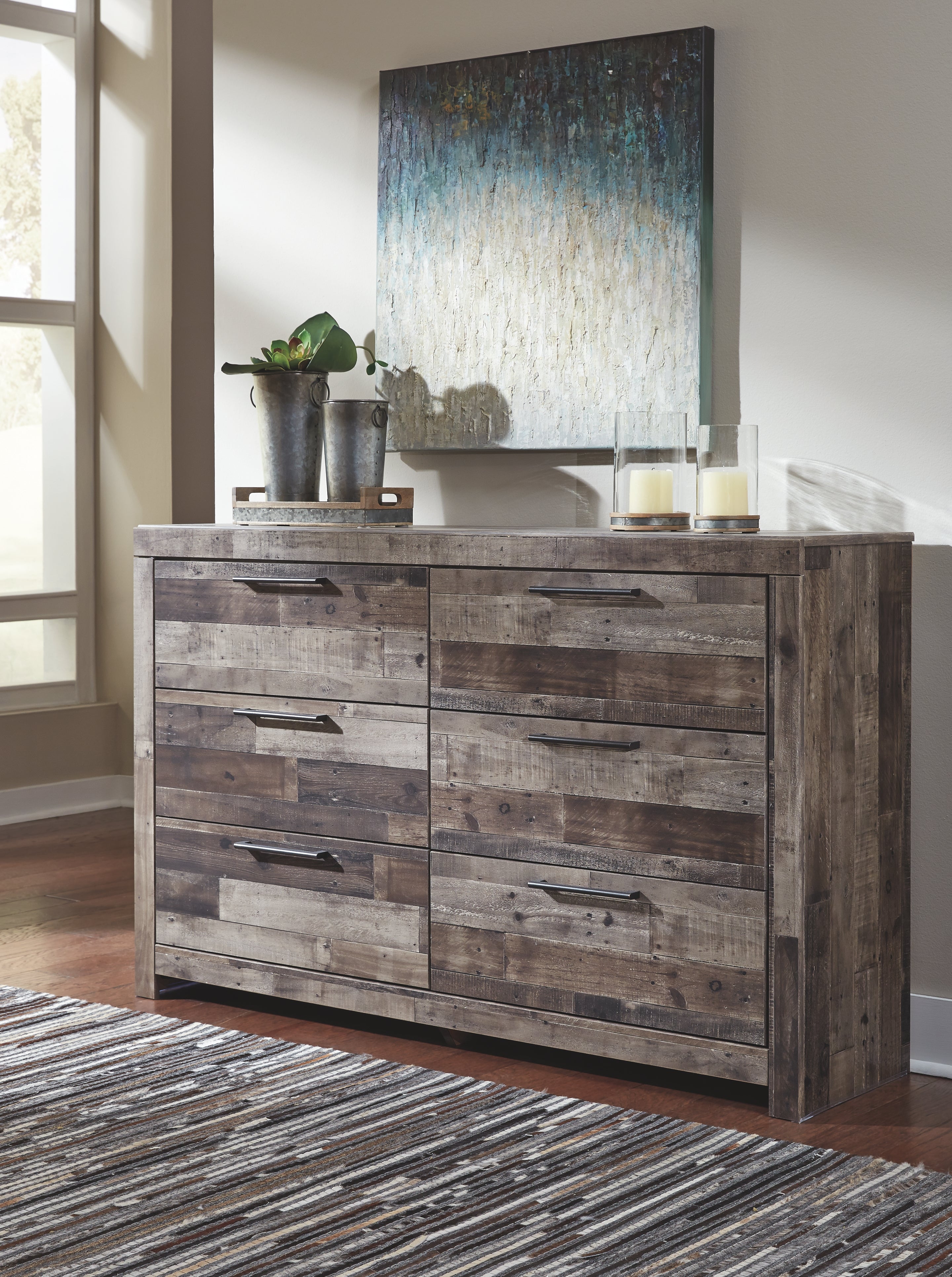 Ashley Furniture - Derekson Dresser - Grey - Dark Gray Wood - Dresser & Mirror - Additional View 1