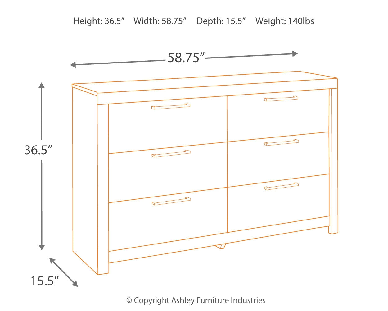 Ashley Furniture - Derekson Dresser - Grey - Dark Gray Wood - Dresser & Mirror - Additional View 3