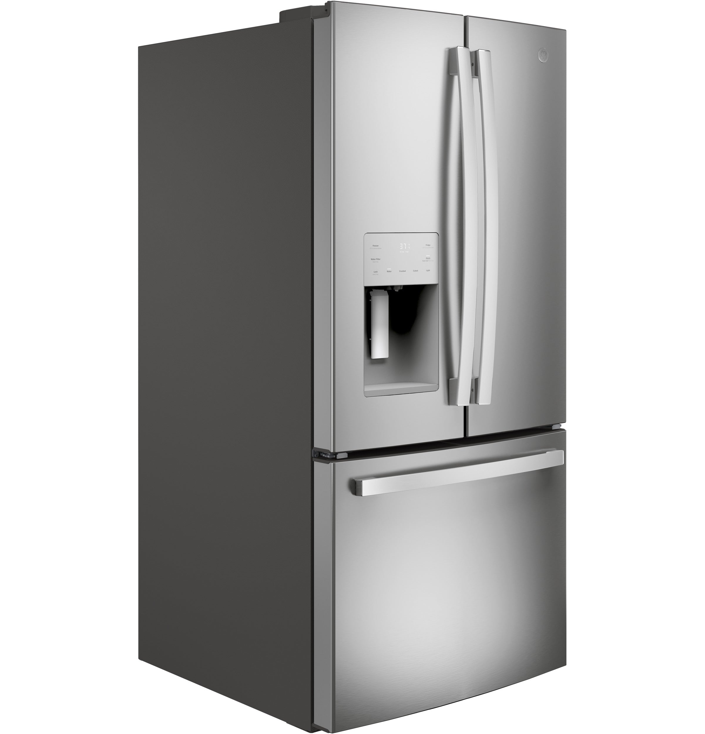GE STAINLESS 23.6CU FRENCH DOOR FINGERPRINT RESISTANT REFRIGERATOR - Pearl Silver - Refrigerators - Additional View 3