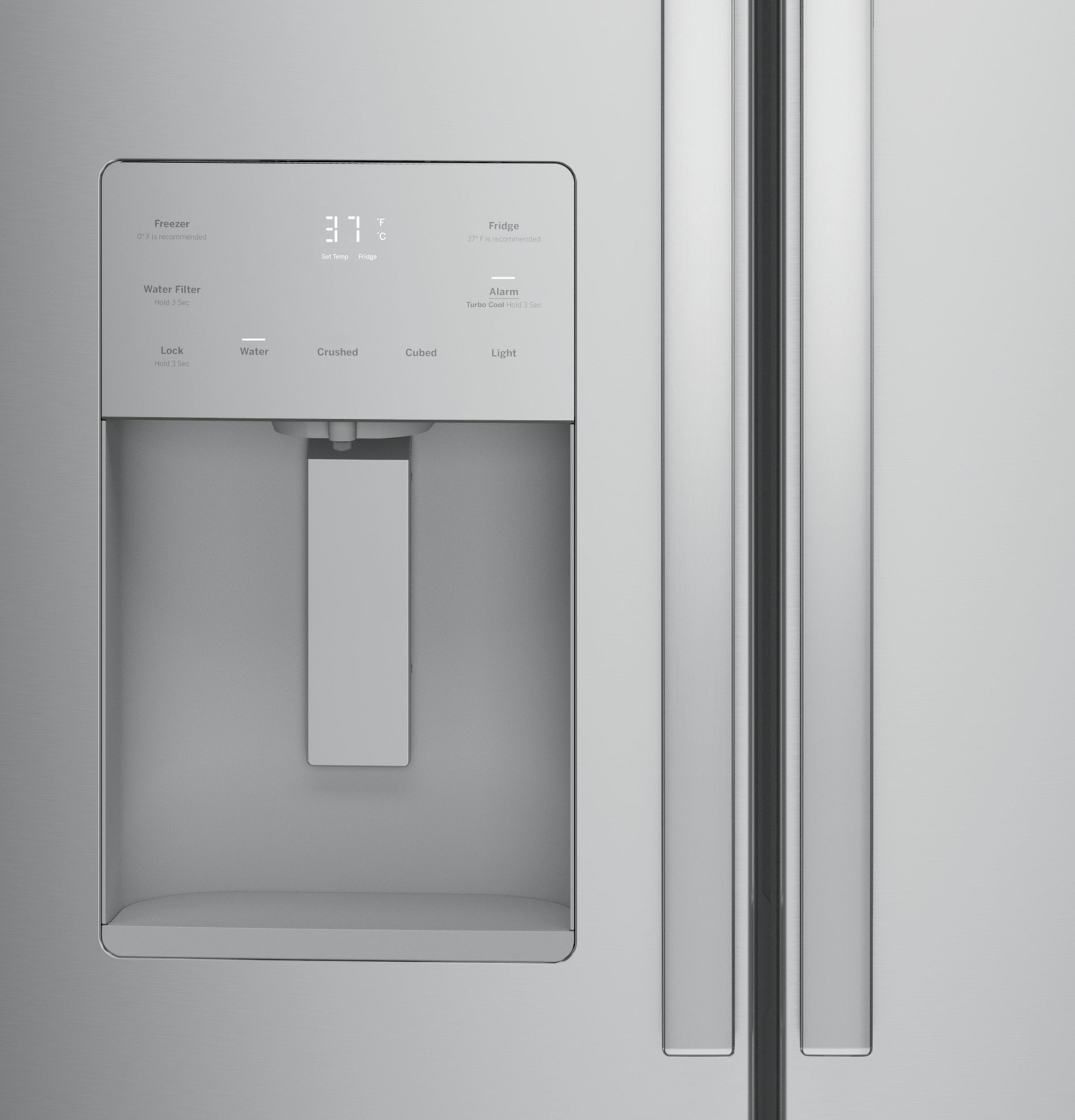 GE STAINLESS 23.6CU FRENCH DOOR FINGERPRINT RESISTANT REFRIGERATOR - Pearl Silver - Refrigerators - Additional View 4