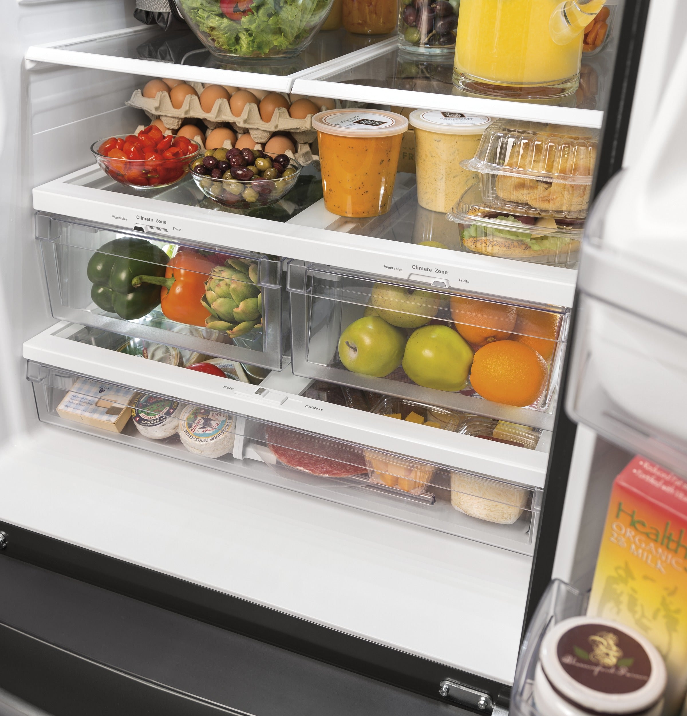 GE STAINLESS 23.6CU FRENCH DOOR FINGERPRINT RESISTANT REFRIGERATOR - Pearl Silver - Refrigerators - Additional View 5
