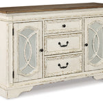 Ashley Furniture - REALYN DINING ROOM SERVER - White Glass|Wood - Servers