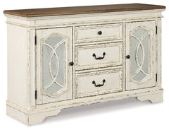 Ashley Furniture - REALYN DINING ROOM SERVER - White Glass|Wood - Servers