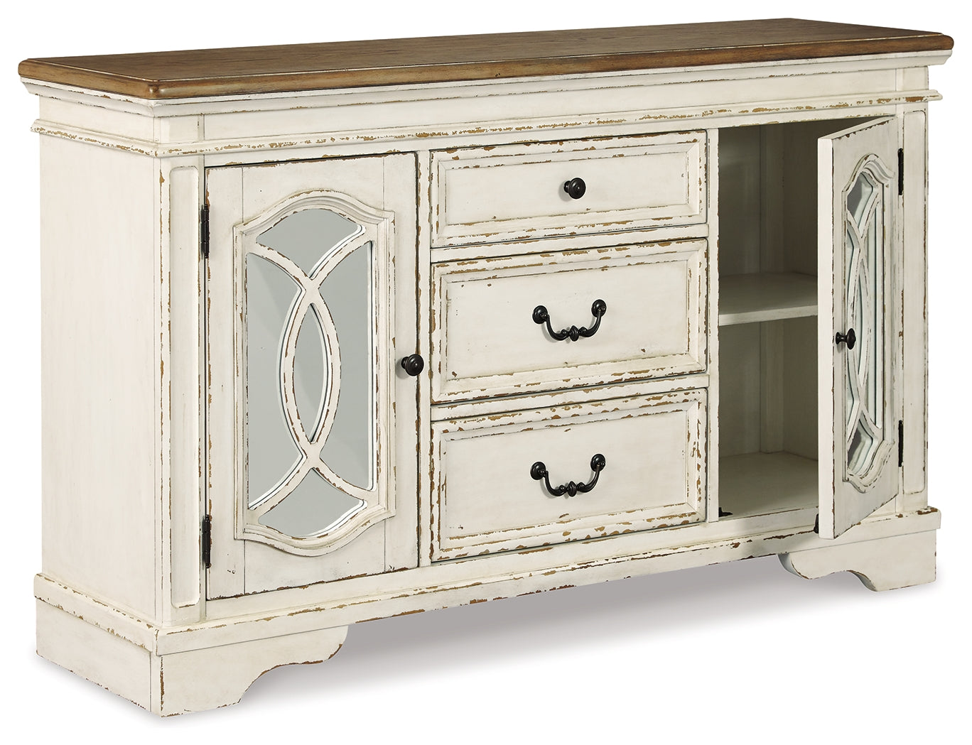 Ashley Furniture - REALYN DINING ROOM SERVER - White Glass|Wood - Servers - Additional View 2