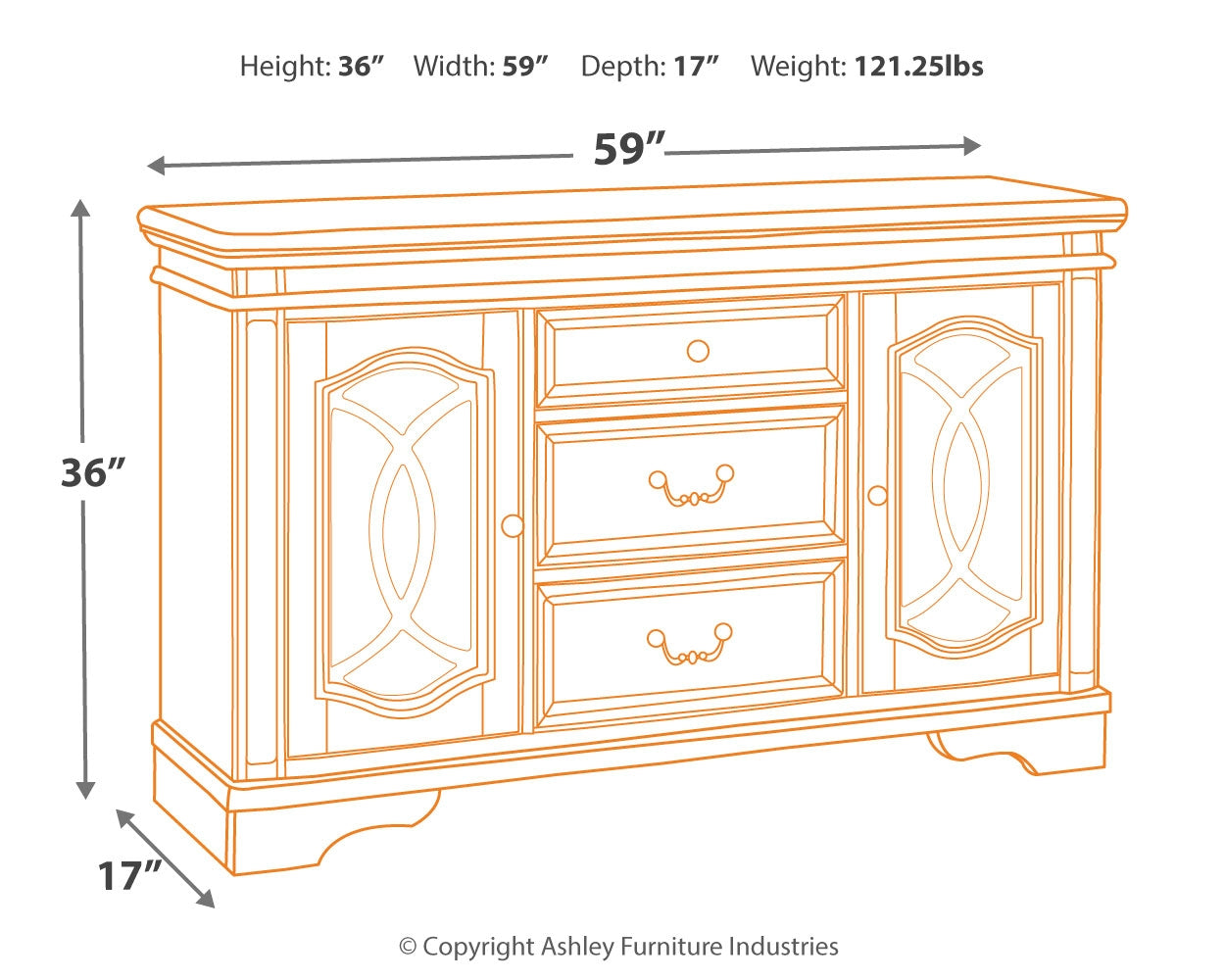 Ashley Furniture - REALYN DINING ROOM SERVER - White Glass|Wood - Servers - Additional View 3